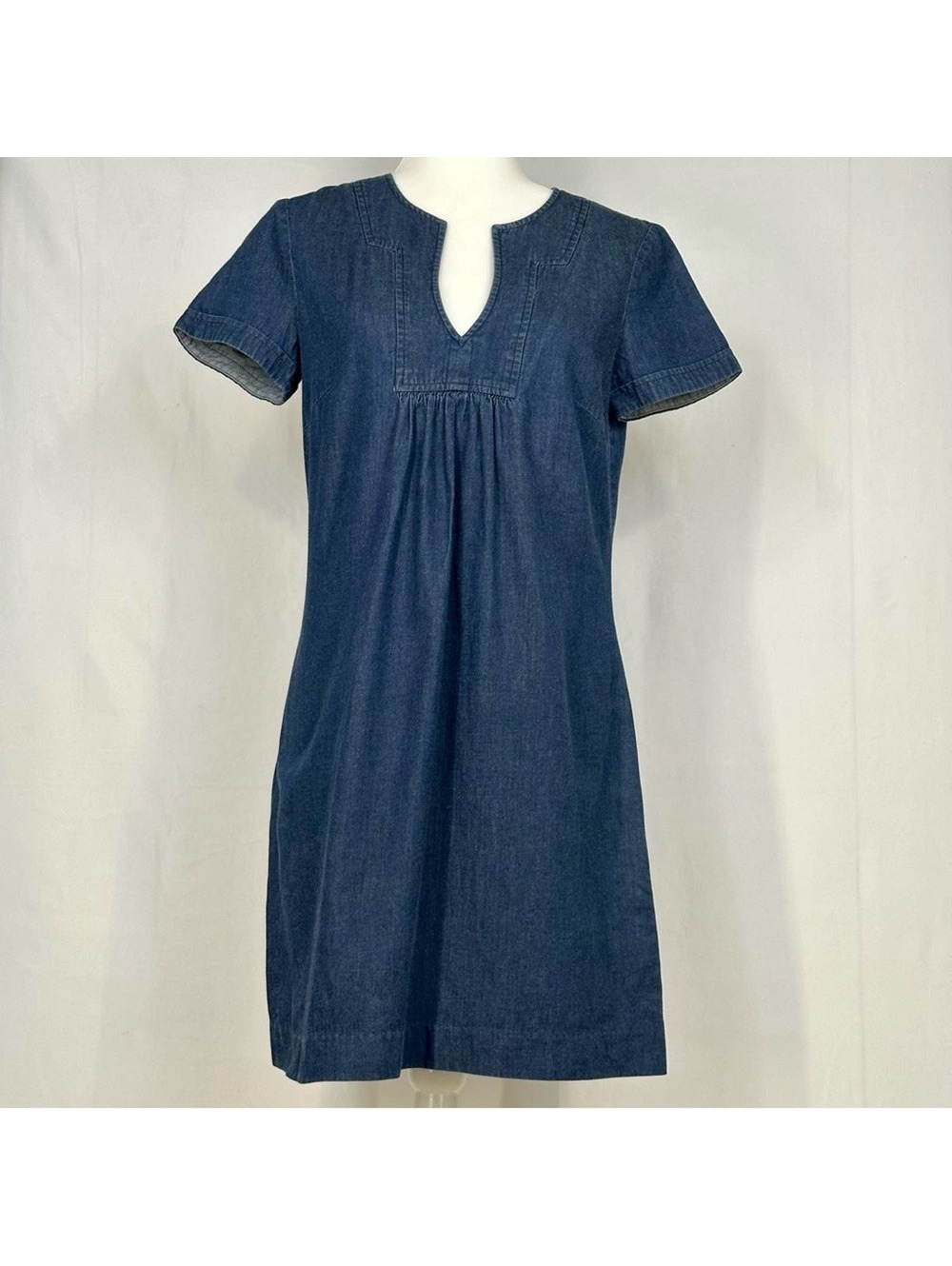 Trina Turk Denim Shift Tunic Dress 100% Cotton Short Sleeve - Size Small